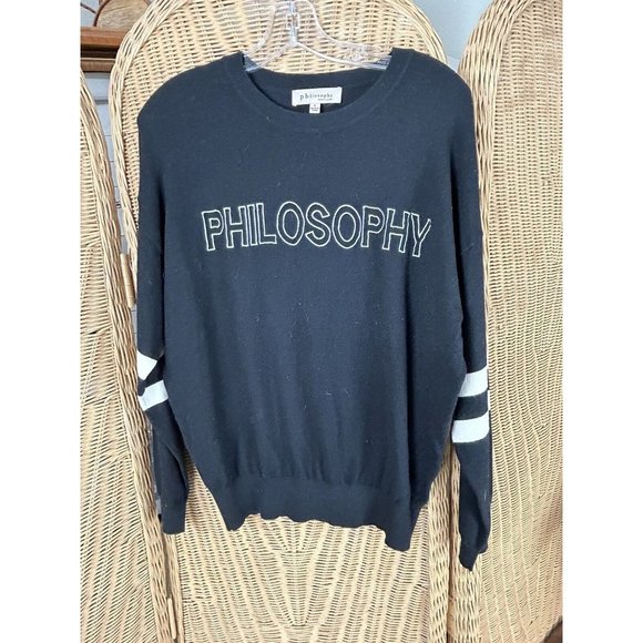 Philosophy Black Cropped Zipper Back Sweatshirt Sweater